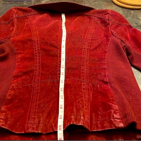 Red Faux Suede Jacket, women size small - Picture 9 of 10